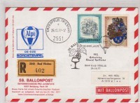58. Ballonpost Bad Vöslau 26.10.1977 OE-DZE Alpi Reko Karte